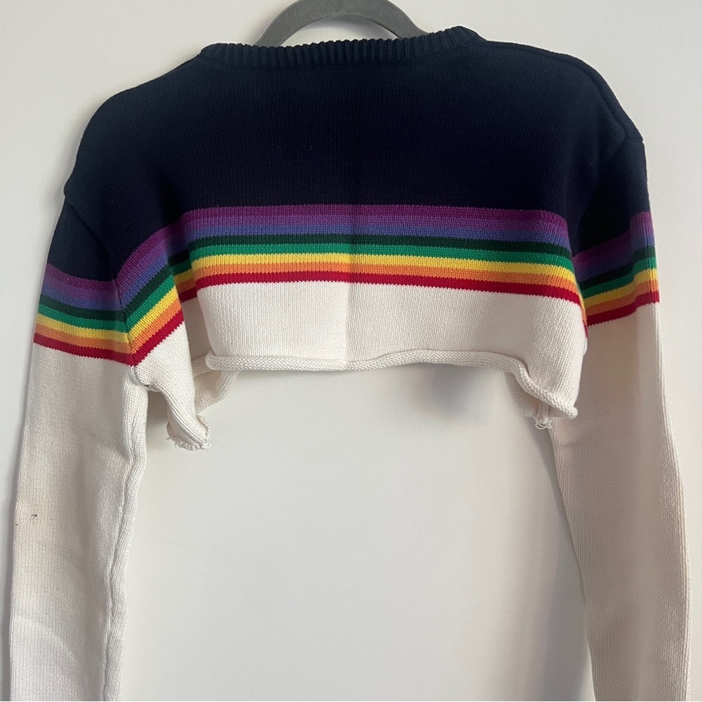 Brandy Melville Rainbow Stripe Cropped Knit Sweater - Picture 6 of 12